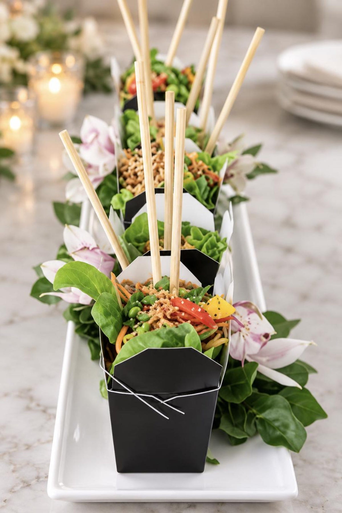 Mini Chinese Take Out Boxes with Wooden Chopsticks – White or Kraft - Pretty Party Boxx