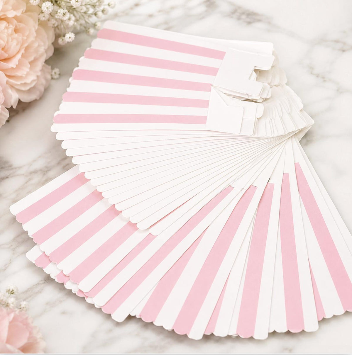Mini Popcorn Cups for Parties Set of 12 – Scalloped Treat Boxes for Popcorn, Candy & Snacks (3 x 4 x 3 inches)
