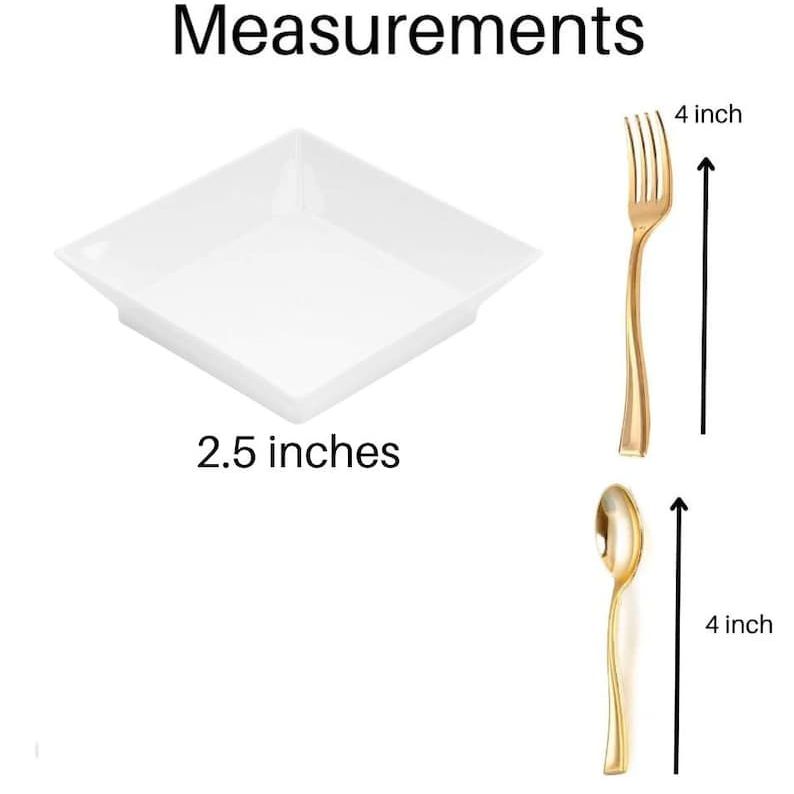 Mini bowls and forks set showcasing durable food-safe materials ideal for wedding receptions and catering