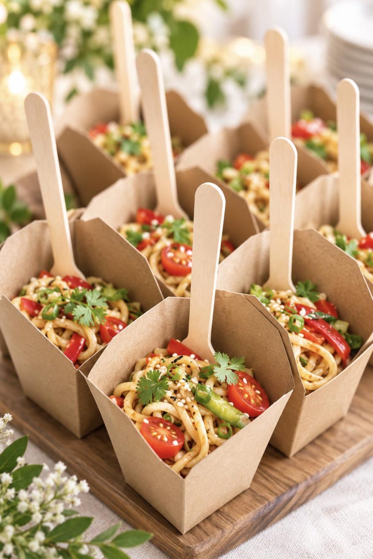 Mini Chinese Take Out Boxes with Wooden Chopsticks – White or Kraft - Pretty Party Boxx