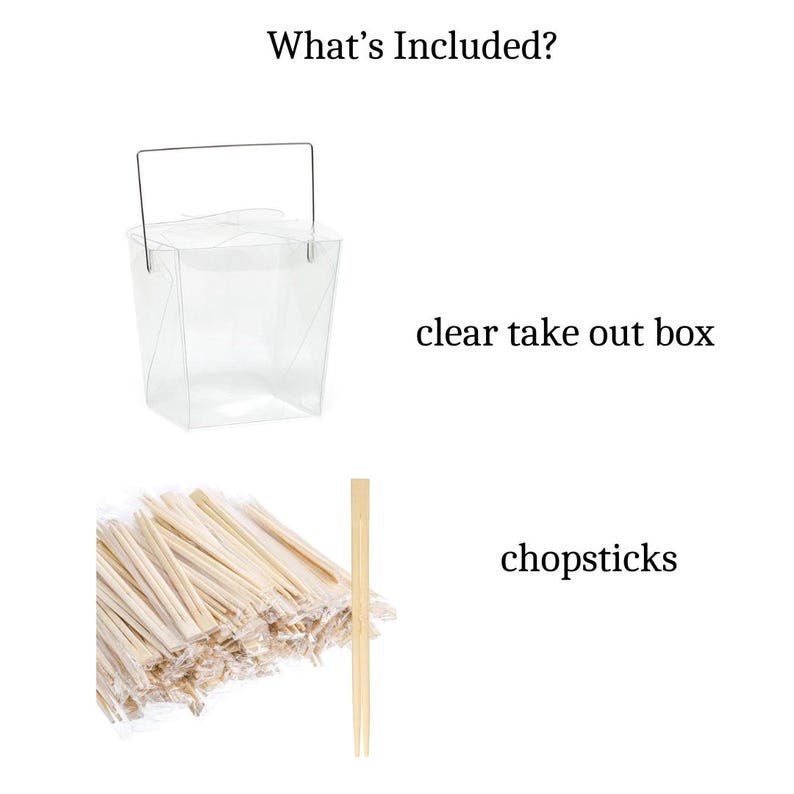 Mini clear Chinese takeaway container with salad and chopsticks wooden set.