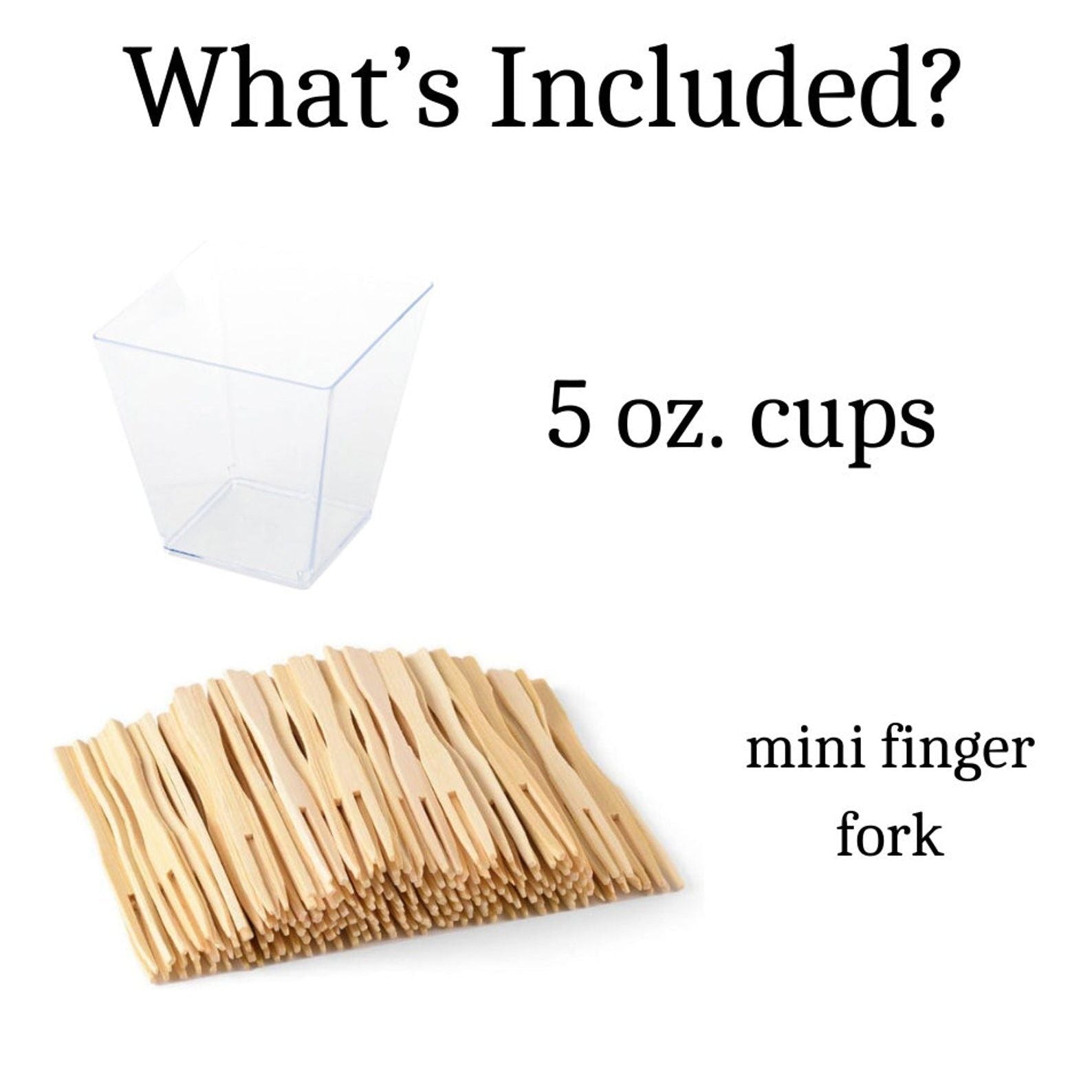 Mini finger fork design shown with charcuterie serving.