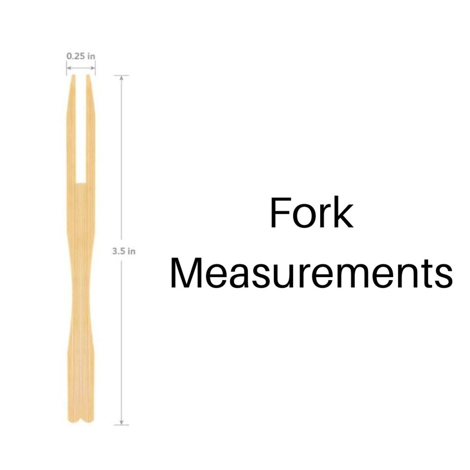 Detailed view of mini finger fork size and dimensions.