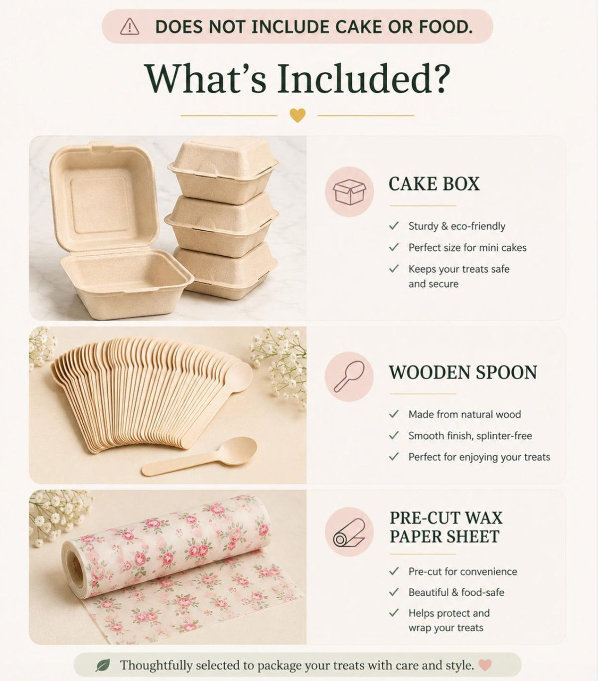 Mini Kraft Birthday Cake Gift Box with Wooden Spoon – Single Favor Box for Mini Cakes, Weddings & Showers - Pretty Party Boxx