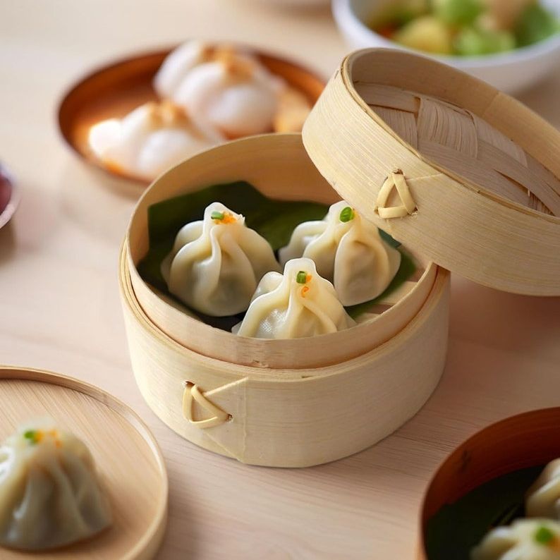 Mini bento box steamers elegant presentation asian style party catering.