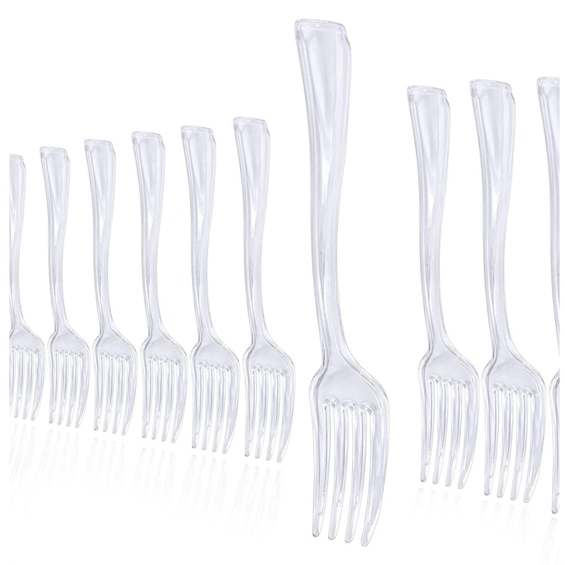 Mini clear plastic forks 4.5 inches for appetizers and desserts