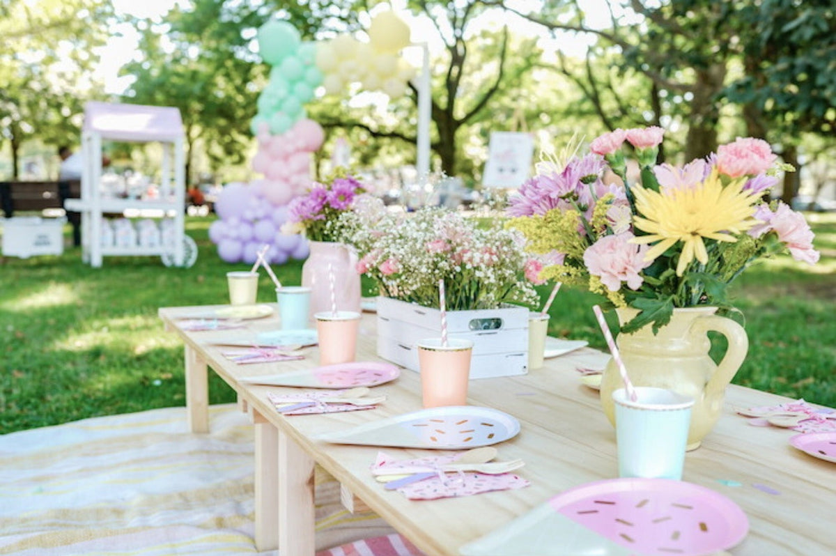 Ice Cream Party Tableware Set for 24 - Pastel Plates, Cups & Summer Party Supplies - Pretty Party Boxx