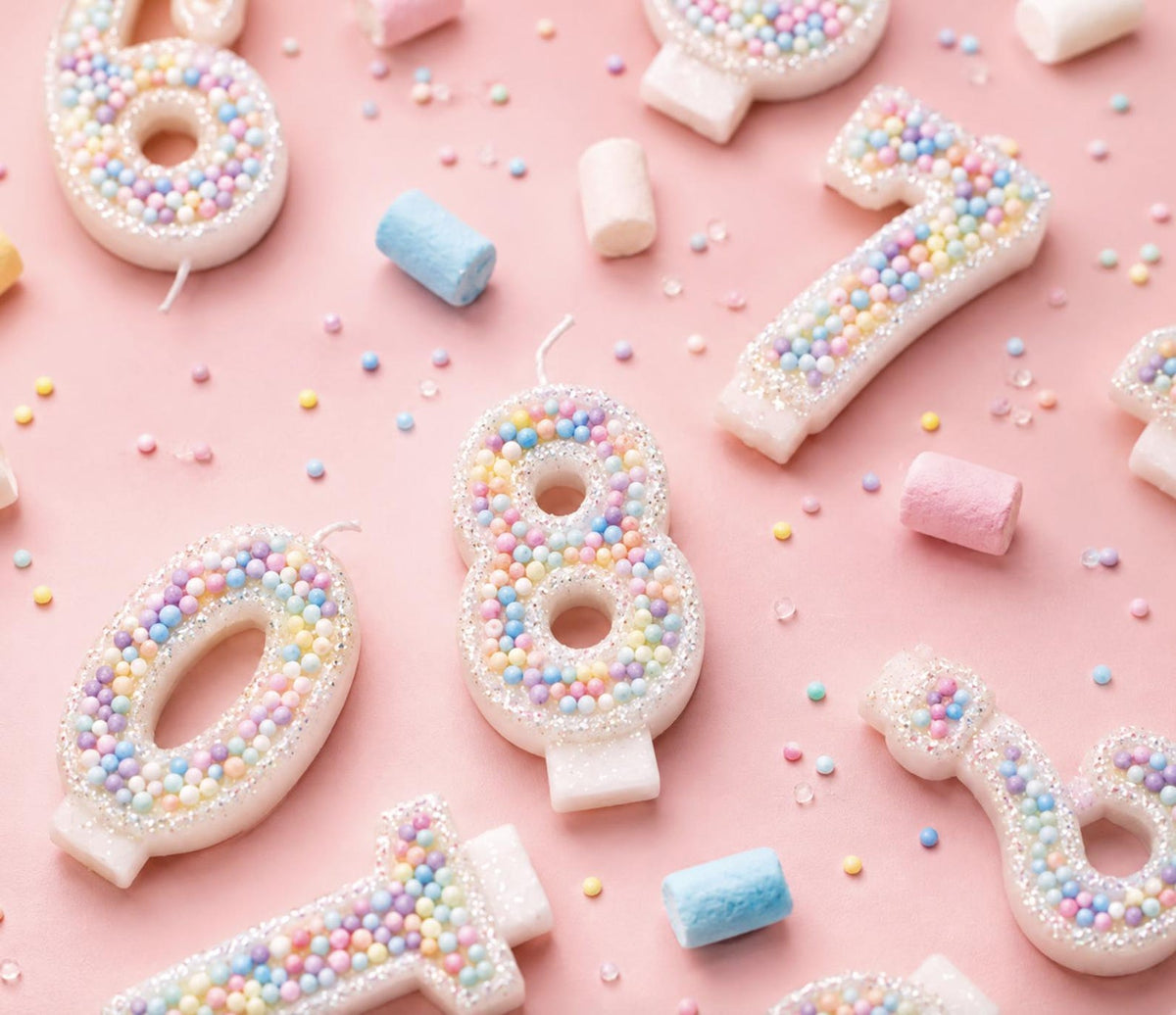 Pastel Birthday Number Candle – Sparkle Cake Topper for Girls’ Birthday Parties & Celebrations - Pretty Party Boxx