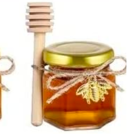 Single mini honey jar with custom labels, ideal for baby shower favors.
