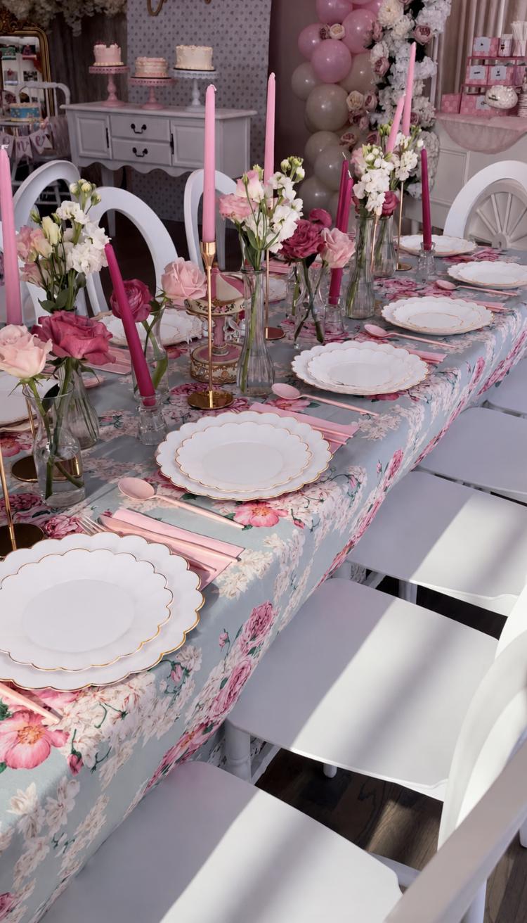 Pink & Gold Fancy Party Tableware Set – Love Shack Fancy - Inspired Plates, Cups, Napkins & Cutlery for 20 Guests