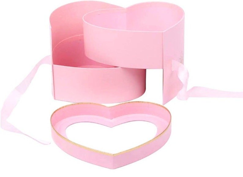 2 - Layer Heart Shaped Gift Box with Toothpicks – Pink or Red Charcuterie, Dessert & Flower Box - Pretty Party Boxx