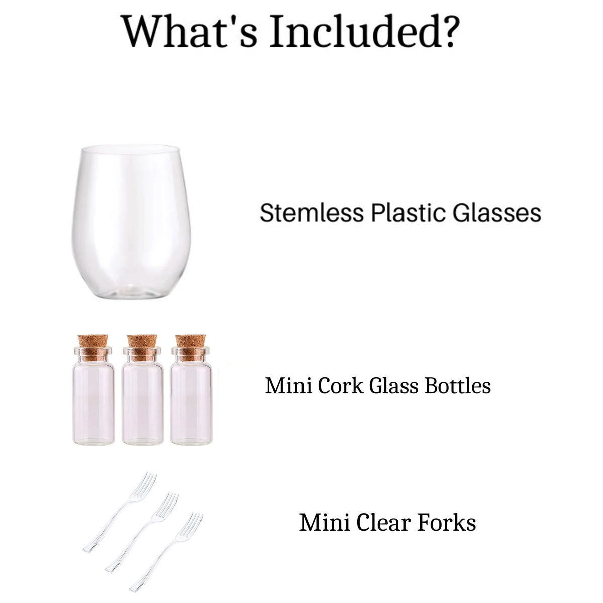 Acrylic Appetizer Cups with Mini Dressing Bottles & Forks – Set of 20 - Pretty Party Boxx