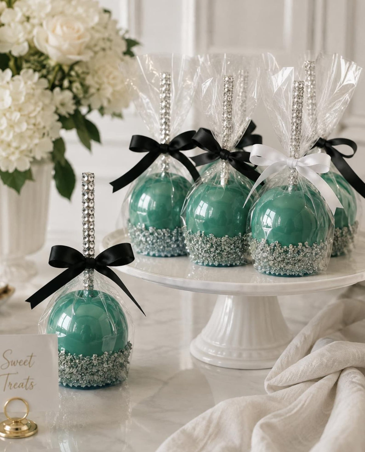 Rhinestone-style candy apple sticks for weddings, birthdays and dessert tables