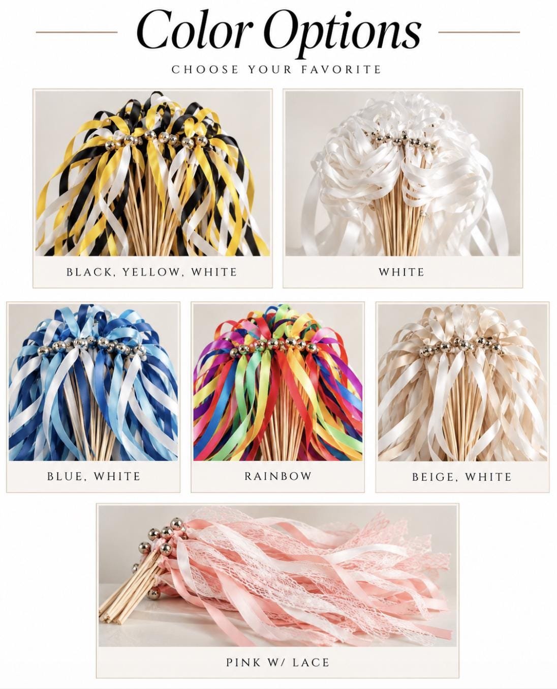 Ribbon Wedding Farewell Wands – Set of 25 Decorative Send - Off Ribbons for Weddings & Celebrations - Pretty Party Boxx