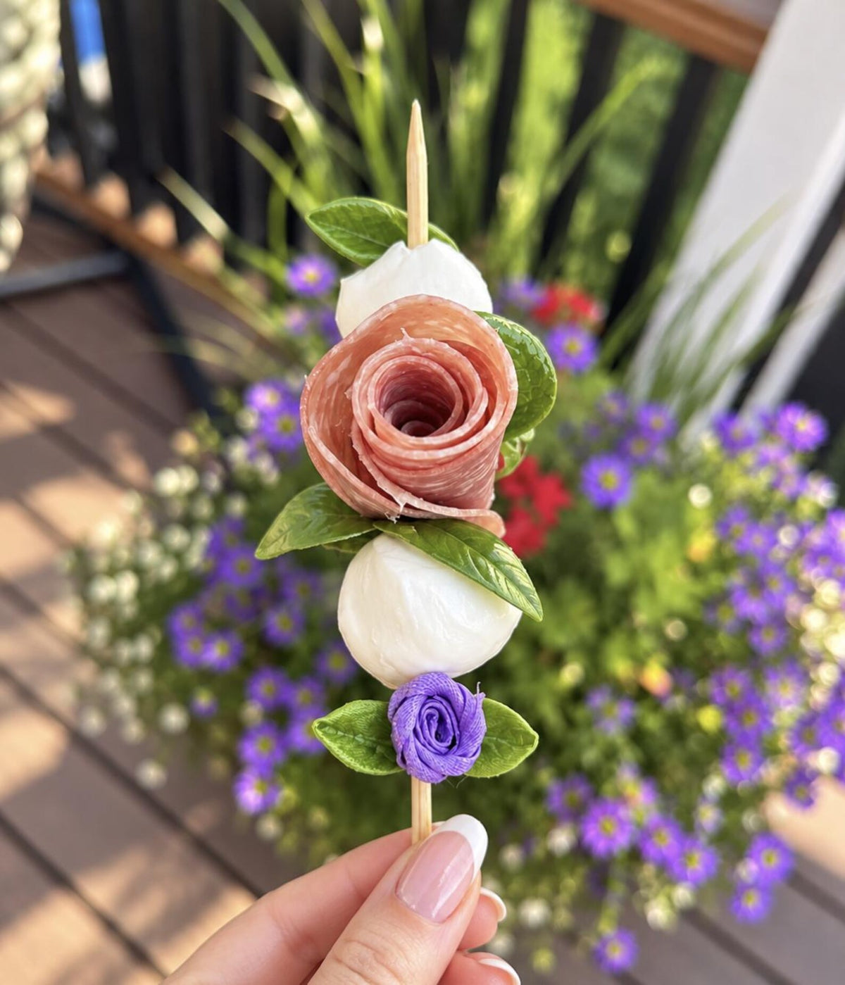 Set of 20 Rose Charcuterie Toothpicks – Floral Appetizer & Dessert Picks for Weddings & Parties - Pretty Party Boxx