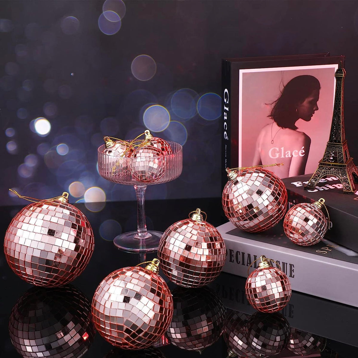 Rose Gold Disco Balls – Hanging Mirror Disco Party Decorations in Assorted Sizes - Pretty Party Boxx