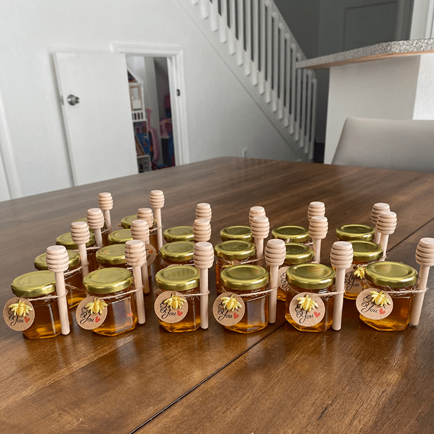 DIY Mini Honey Jars with Dippers – Wedding & Party Favor Gifts - Pretty Party Boxx