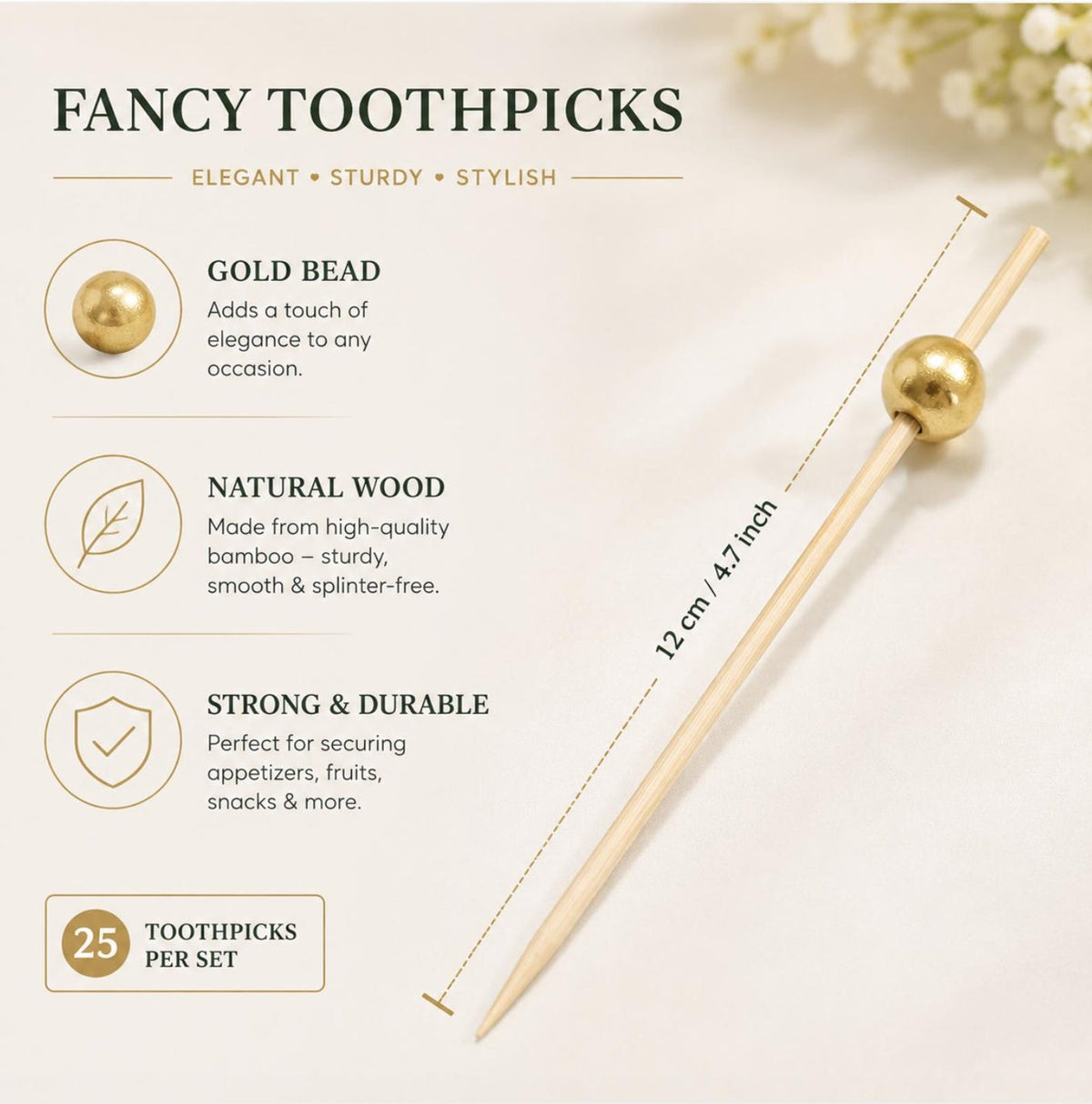 Scalloped Charcuterie Cups with Fancy Gold Toothpicks – 25 Pack Disposable Appetizer & Dessert Cups for Grazing Tables