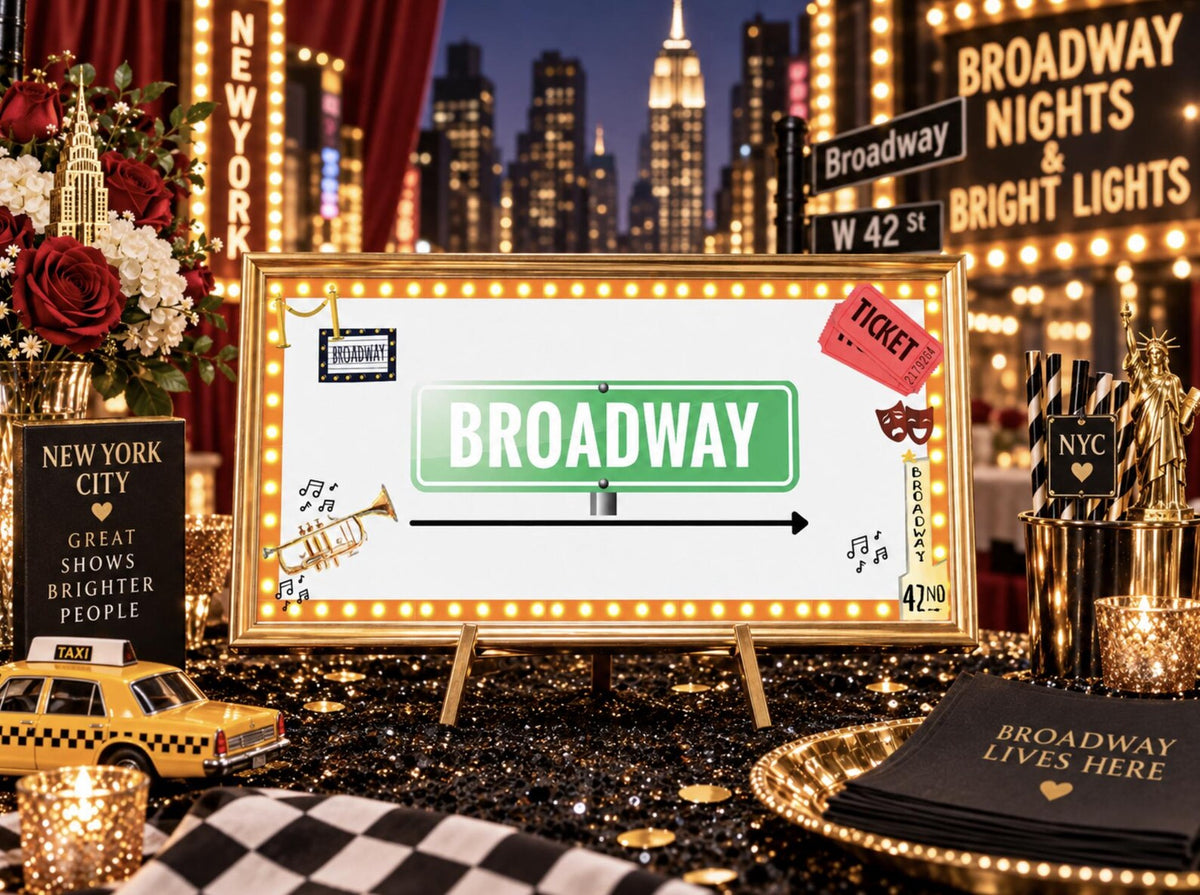 Set of 6 NYC Themed Street Signs Digital Download - New York City Themed Party Events - Pretty Party Boxx