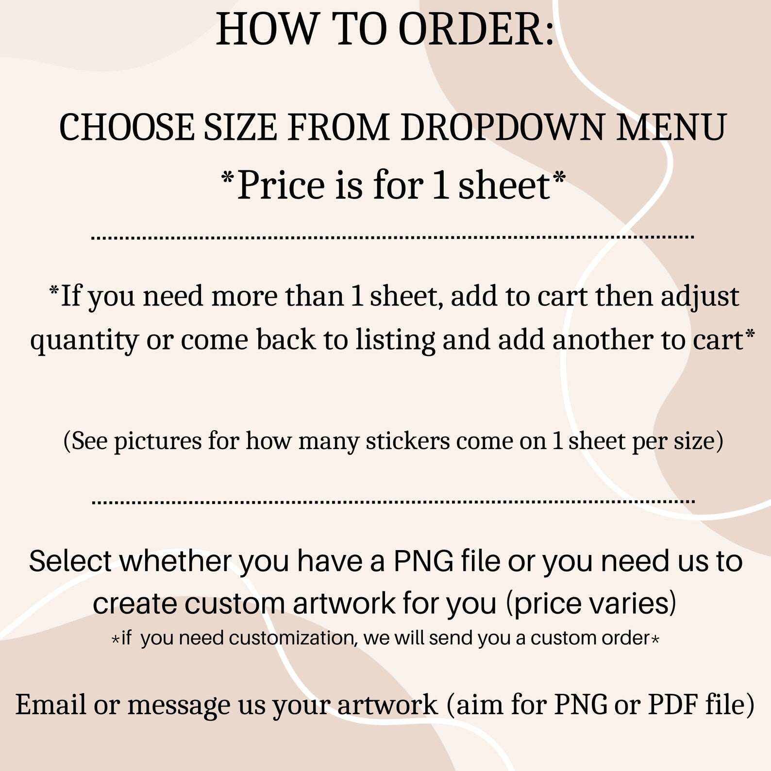 Custom pizza box sticker sheet with multiple size options