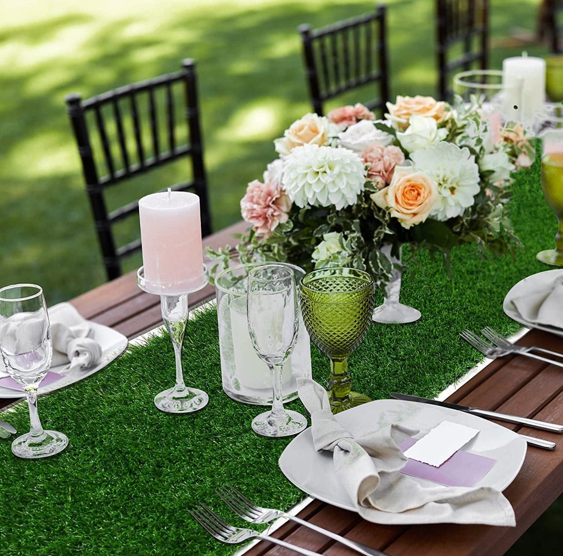 Faux Grass Table Runner – Artificial Turf Table Décor for Weddings, Parties & Fairy - Themed Events - Pretty Party Boxx