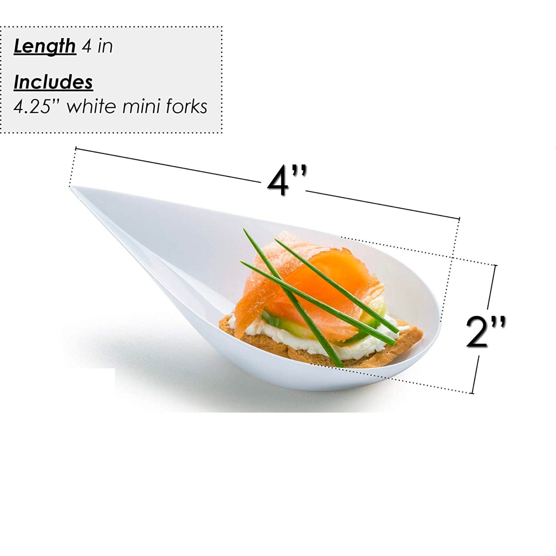White appetizer spoon with salmon and dill garnish.
