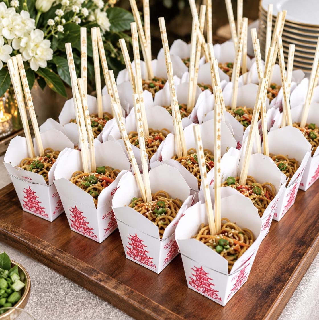 White or Kraft Chinese Take Out Boxes with Chopsticks Set - Pretty Party Boxx