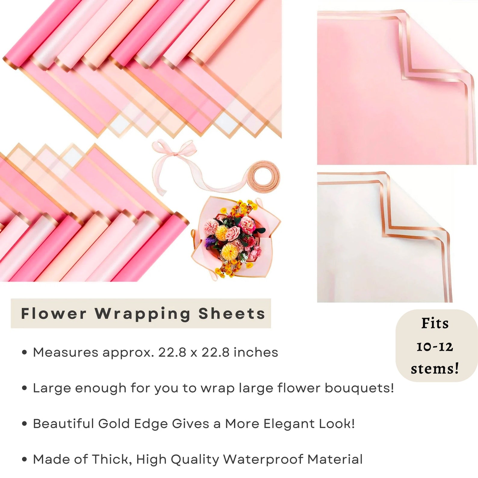 Wrapping supplies for bouquet bar bridal shower setups, featuring kraft paper and ribbons.