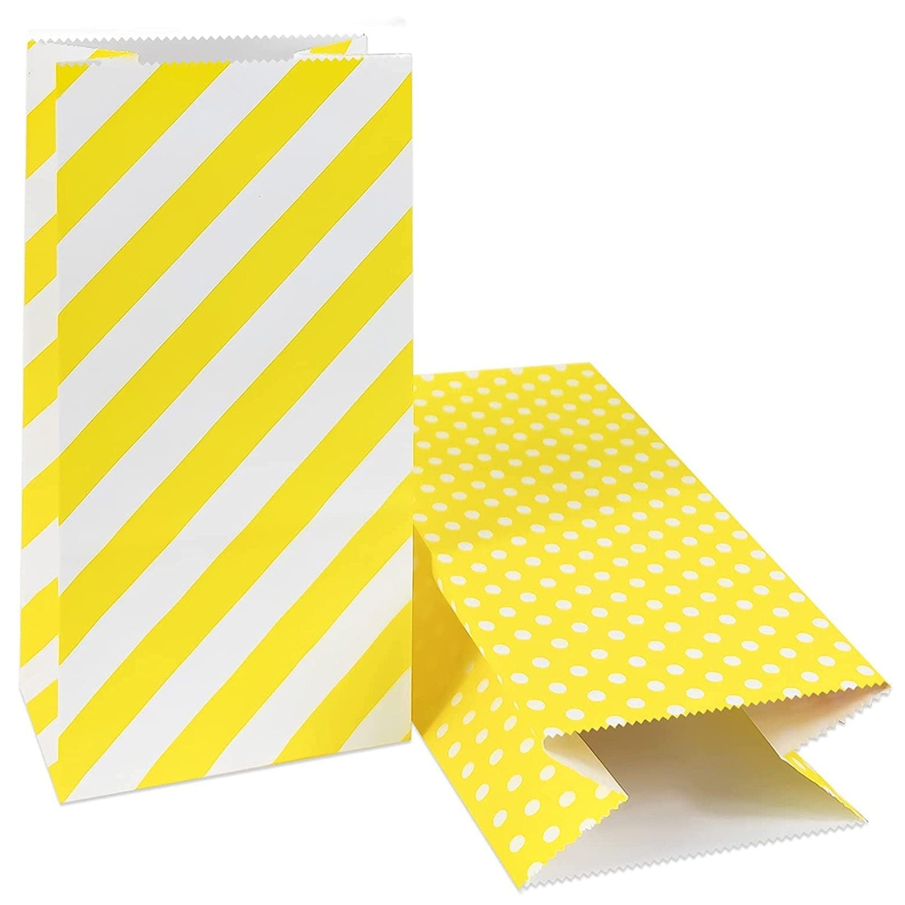 Striped & Polka Dot Party Favor Bags – Paper Treat Bags for Candy, Goodies & Dessert Displays - Set of 25 - Pretty Party Boxx