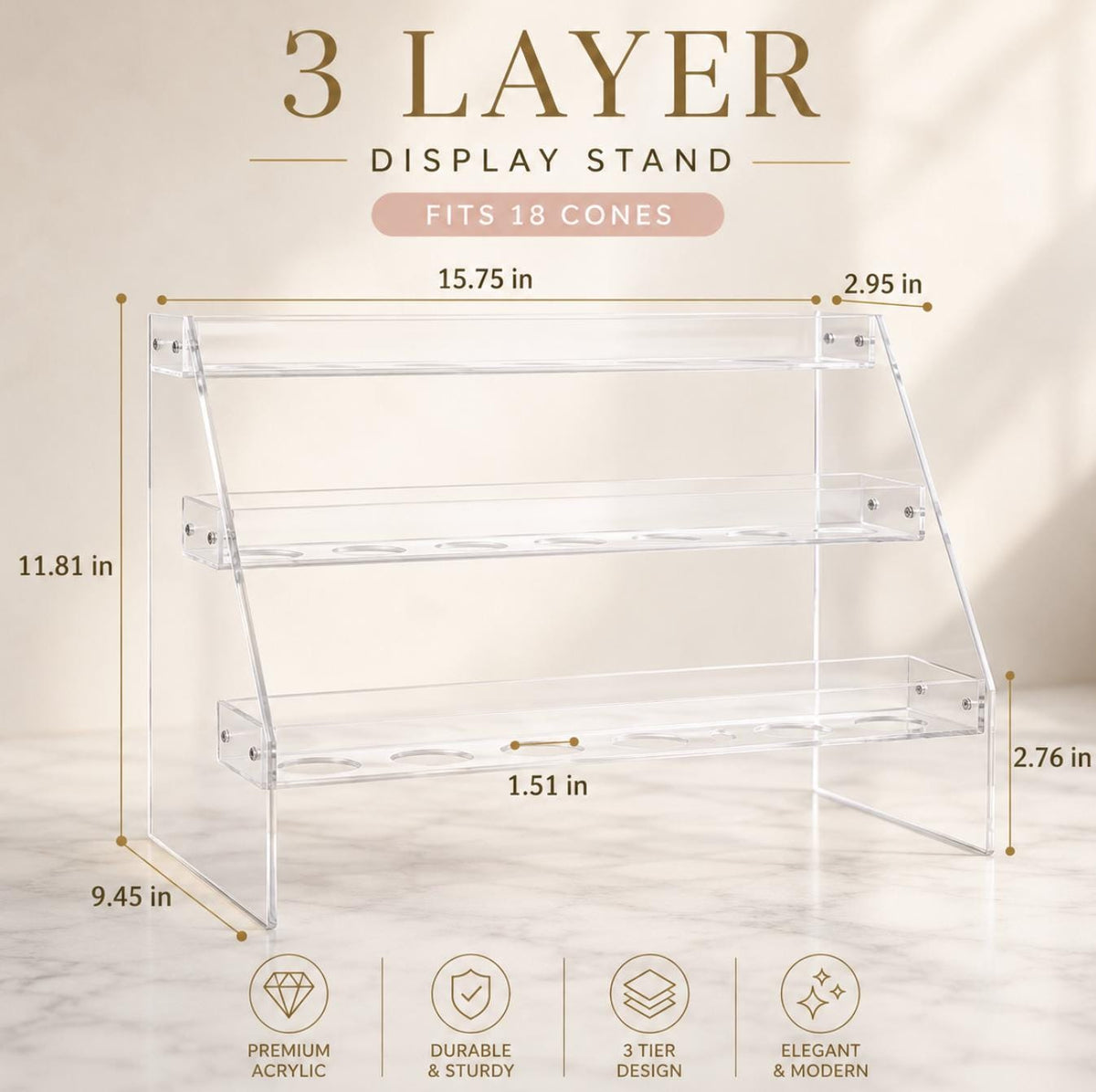 Acrylic Charcuterie Cone Stand Holder – Clear Display for Cones, Appetizers & Desserts