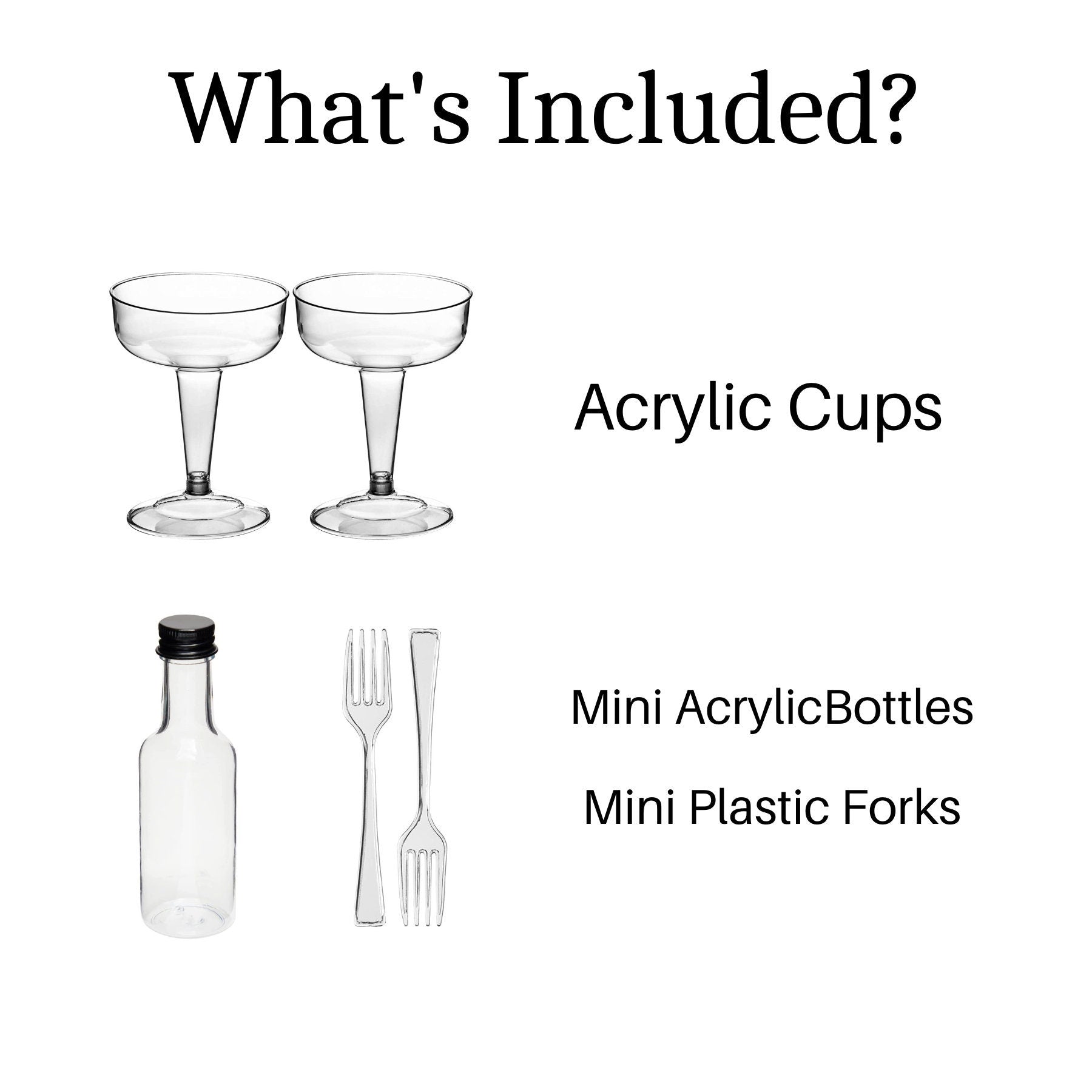 Acrylic Salad Appetizer Cups – Individual Salad Cups for Party w/Dressing Bottle & Forks - Set of 20 - Pretty Party Boxx