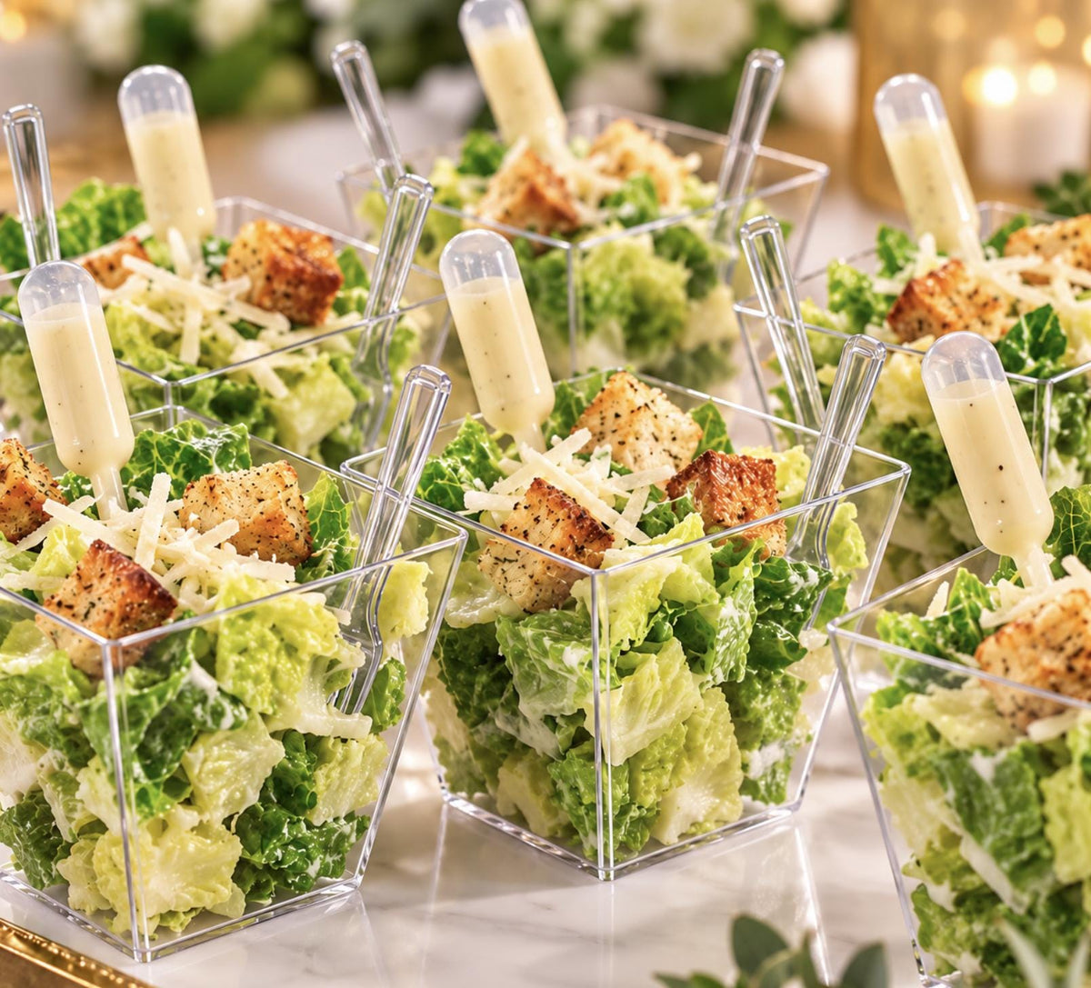 Acrylic Appetizer Cups with Dressing Pipettes & Mini Forks - Set of 20 - Pretty Party Boxx