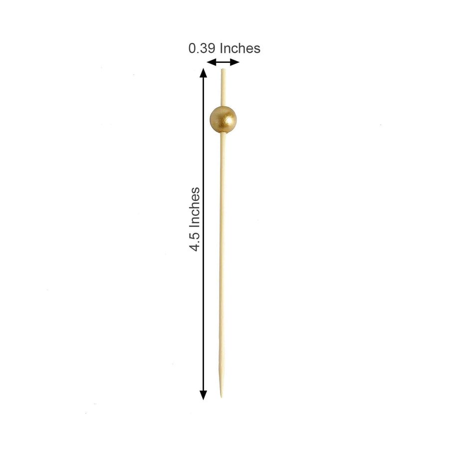 100 - Pack Decorative Bamboo Cocktail Picks – Eco - Friendly Pearl Top Drink & Food Skewers - Pretty Party Boxx