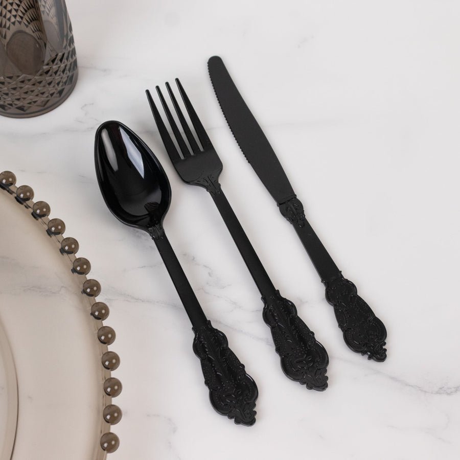 72 - Piece Heavy Duty Plastic Silverware Set – Disposable Cutlery for Weddings, Parties & Events - Pretty Party Boxx