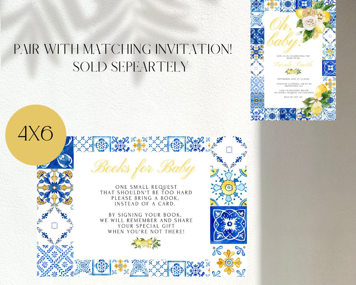 Books for Baby Insert & Sign Bundle – Lemon Citrus Baby Shower Printable