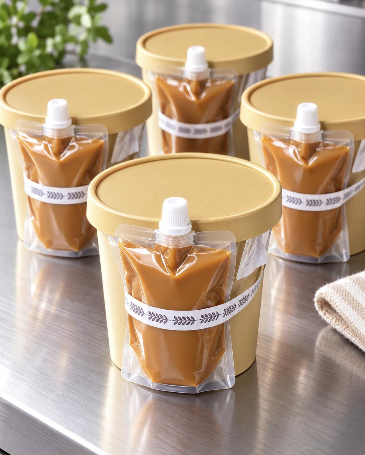 Brownie Dessert Cup Kit – Kraft Cups with Squeeze Packs & Forks for Dessert Bars & Catering