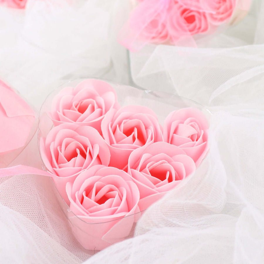 4 - Pack White Scented Rose Soap Heart - Shaped Party Favors with Gift Boxes & Ribbon – Perfect Wedding & Event Decorations - Pretty Party Boxx