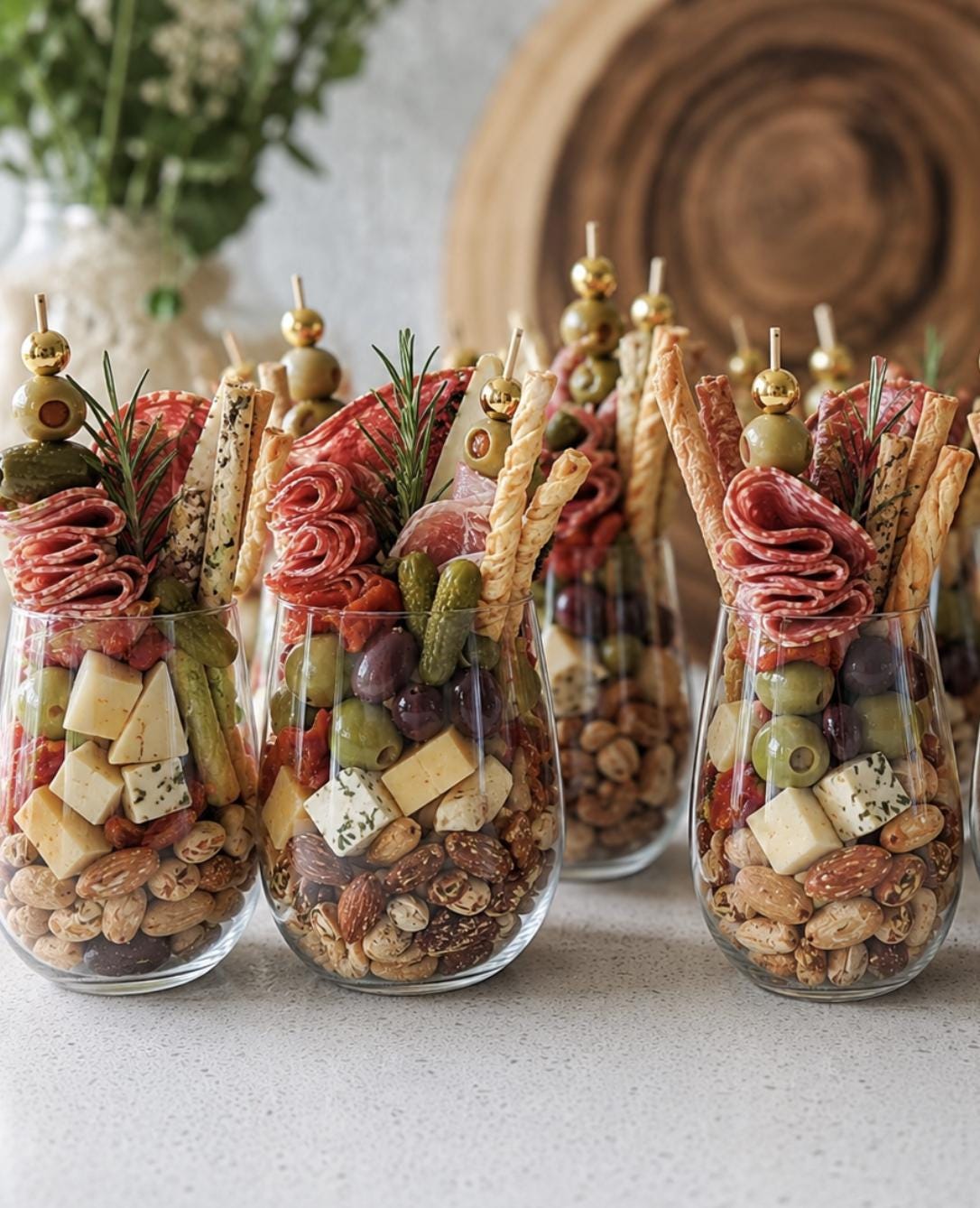 Clear Tall Charcuterie Cups with Fancy Toothpicks – Individual Boucherie Cups for Events