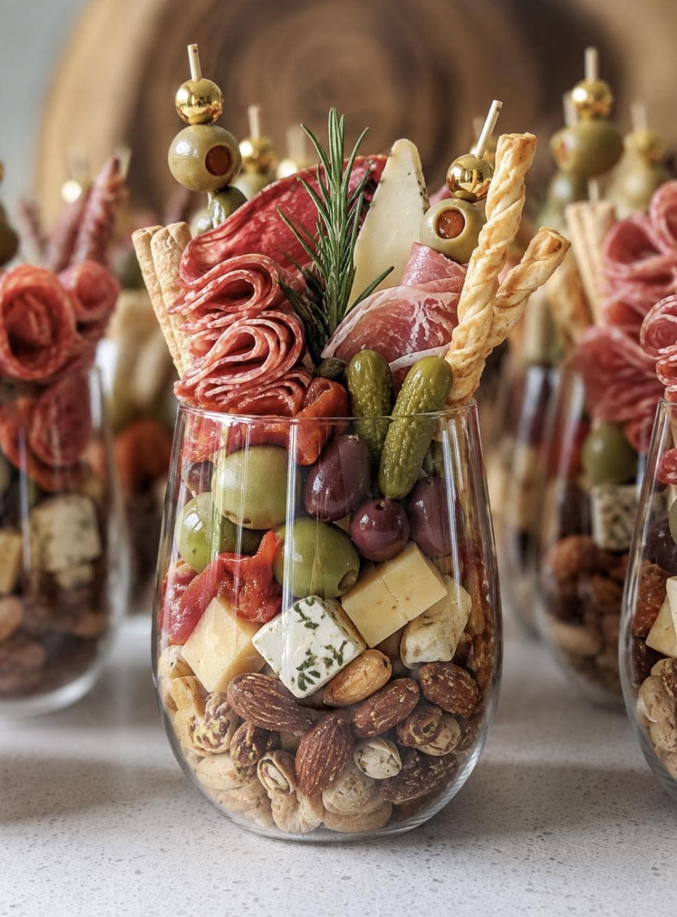 Clear Tall Charcuterie Cups with Fancy Toothpicks – Individual Boucherie Cups for Events