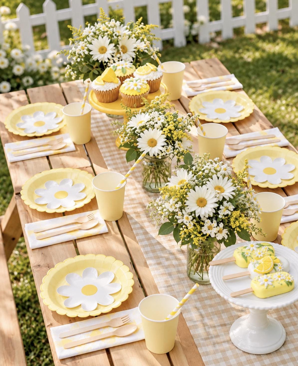 Daisy Party Tableware Set – Groovy Daisy Plates, Cups, Napkins & Cutlery for Kids Birthdays