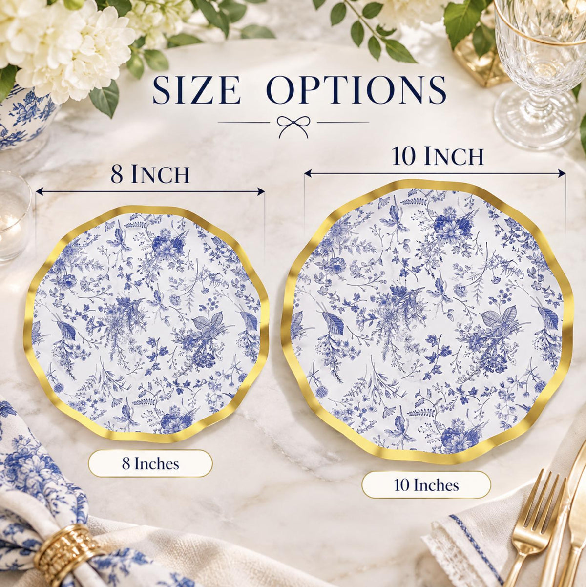 White plastic disposable soup spoon with an elegant gold rim. Cutlery for formal dining or party soup.