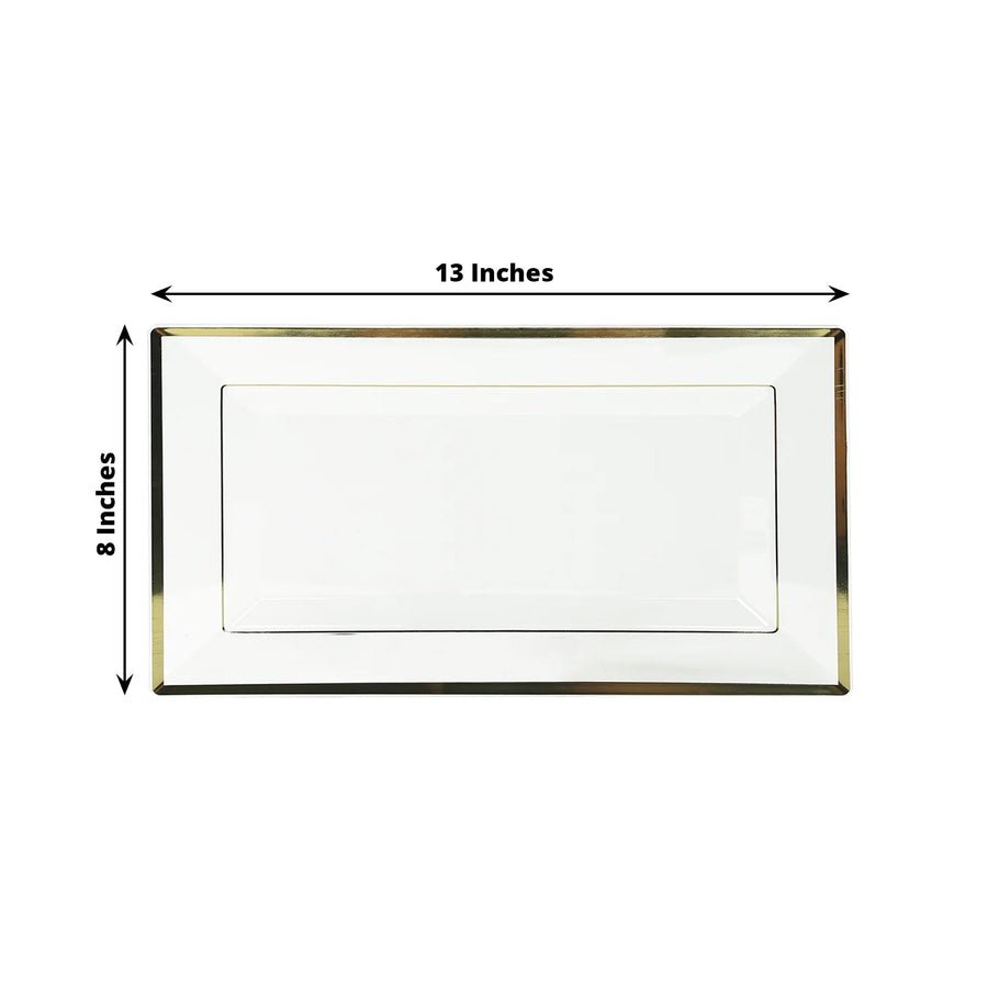 13x8 inch clear plastic serving tray with gold border – elegant party tableware