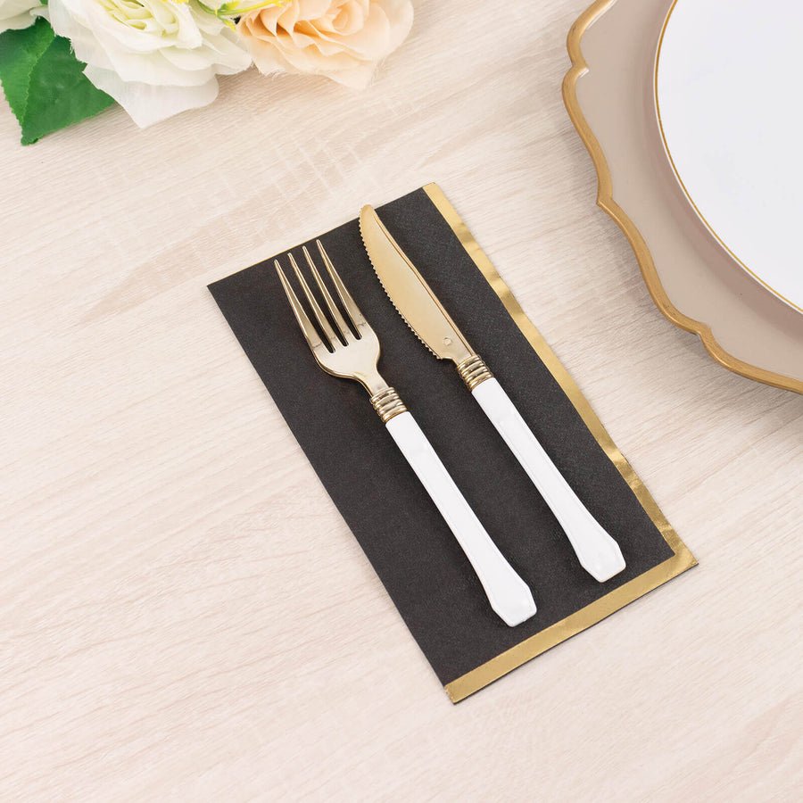50 - Pack Party Napkins – Gold Foil Edge Disposable Cocktail Napkins - Pretty Party Boxx