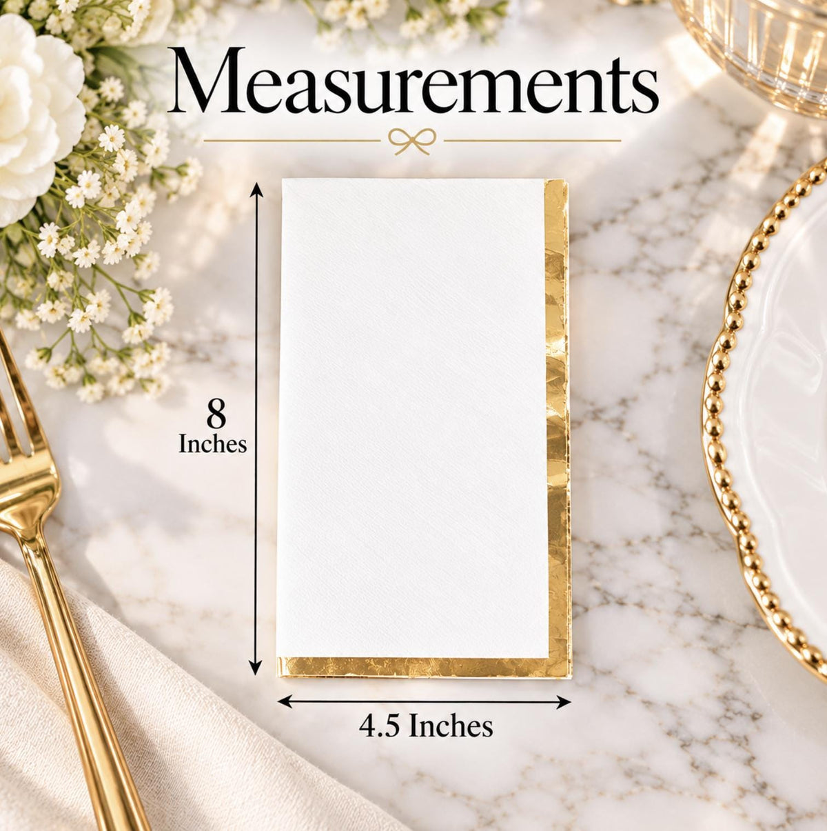 Disposable Dinner Napkins for Dinner Party w/Gold Foil- Set of 50