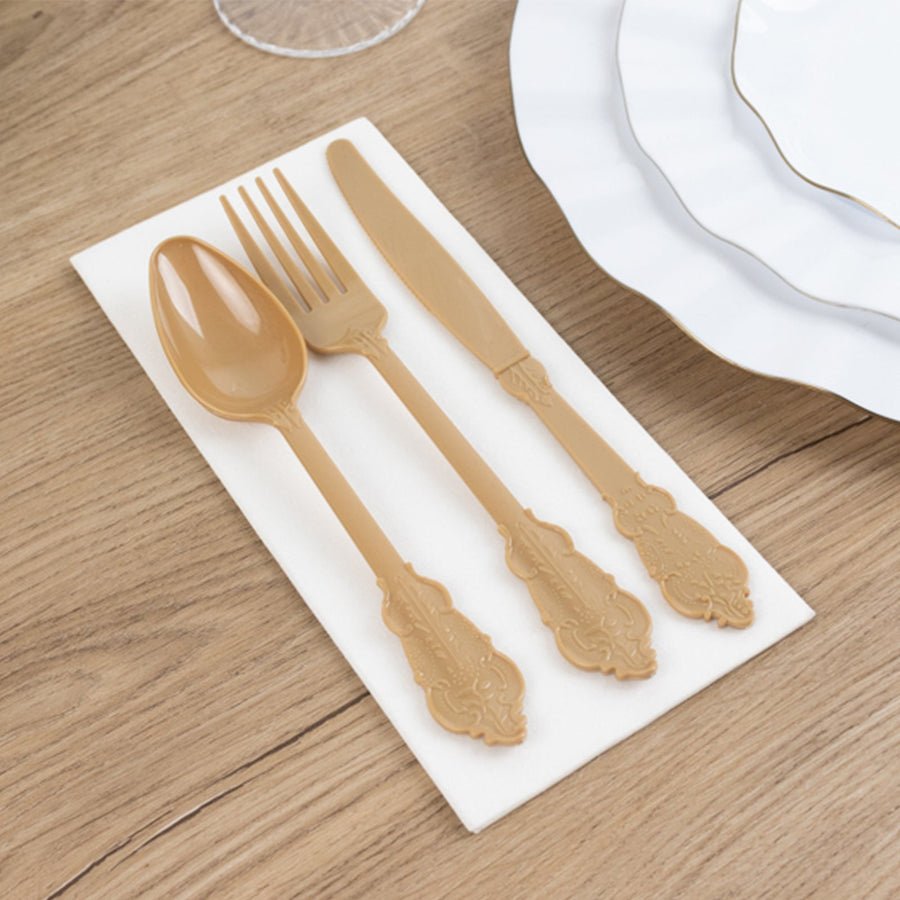 72 - Piece Heavy Duty Plastic Silverware Set – Disposable Cutlery for Weddings, Parties & Events - Pretty Party Boxx