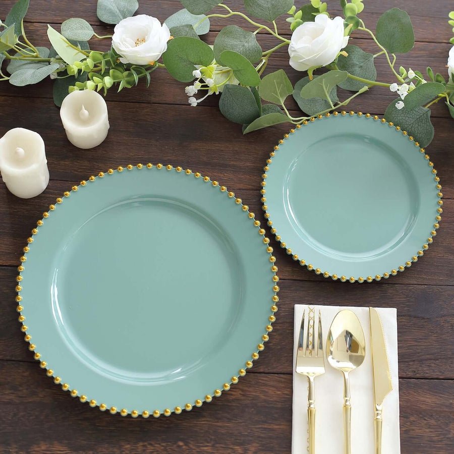 10 - Pack Beaded Rim Round Fancy Disposable Plates - Pretty Party Boxx