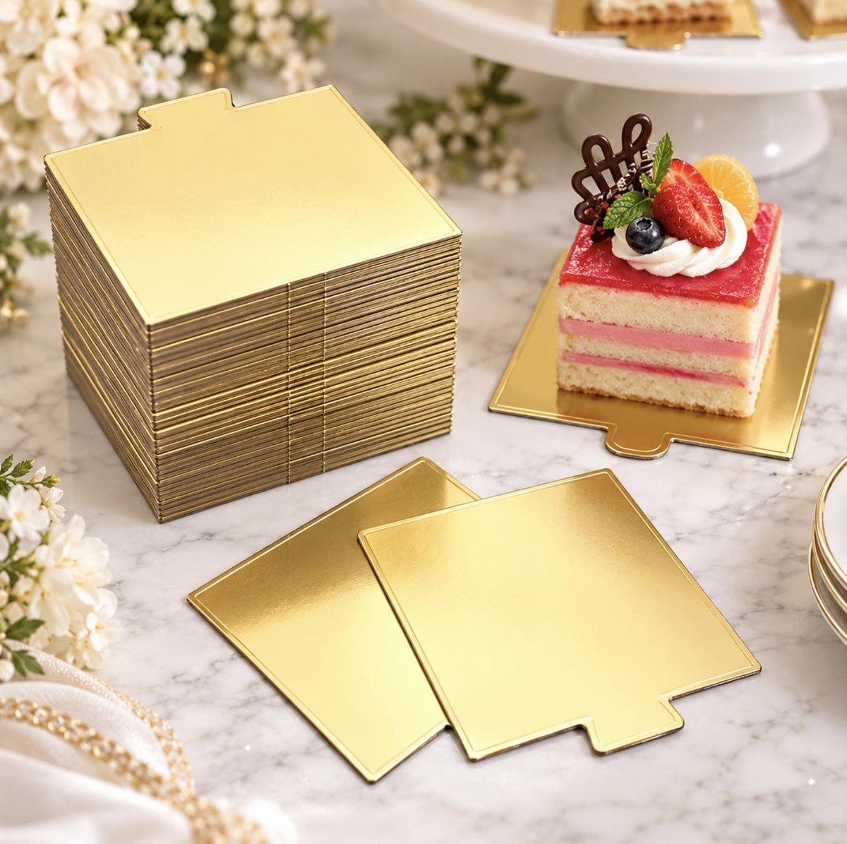 DIY Mini Cake Favor Kit with Cake Boards & Mini Forks – Elegant Dessert Display Favors