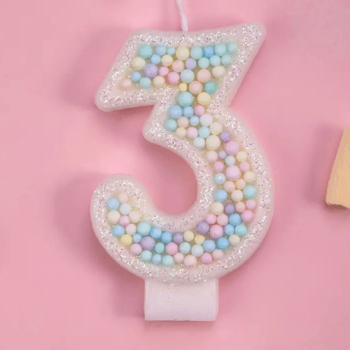 Pastel Birthday Number Candle – Sparkle Cake Topper for Girls’ Birthday Parties & Celebrations - Pretty Party Boxx