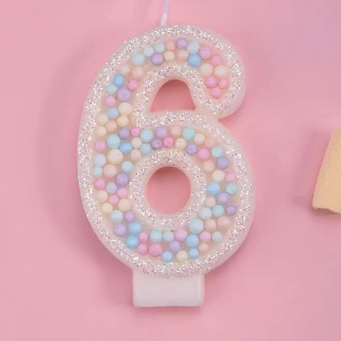 Pastel Birthday Number Candle – Sparkle Cake Topper for Girls’ Birthday Parties & Celebrations - Pretty Party Boxx
