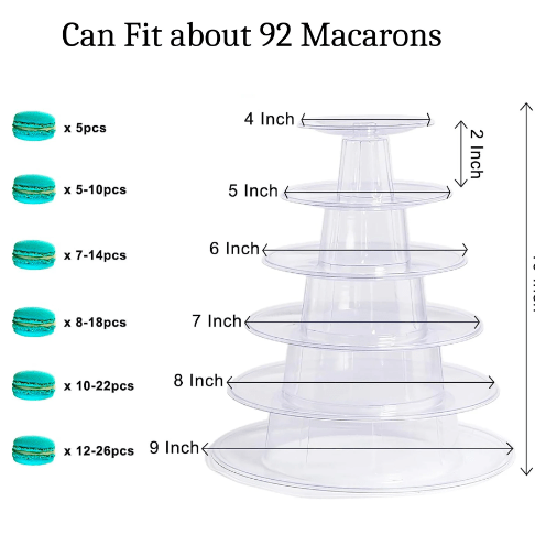6 - Tier Acrylic Macaron Stand – Clear Round Dessert Display Tower for Weddings, Parties & Events - Pretty Party Boxx